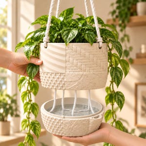 Hanging Planter Tessaro, Self-Watering Indoor Plant Pot with Reservoir and Wicks