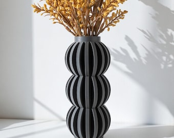 3D Printed Vase "Alura" | Modern Ribbed Flower Vase | Sculptural Home Decor for Dried Flowers