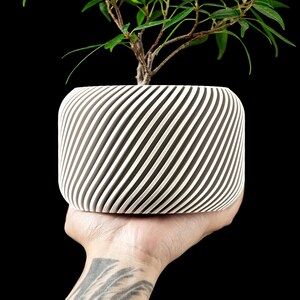 Indoor Flower Pot "Slant", Modern 3D Printed Plant Pot, Custom Color Flower Pot