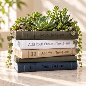 Personalized Book Planter, Custom Text & Colors, Book Lover Gift – “Orven 6”