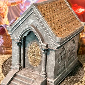 Ogromny zestaw 12 elementów terenu do krypty/mauzoleum kamiennego cmentarza: malowana plastikowa figurka do gier RPG D&D