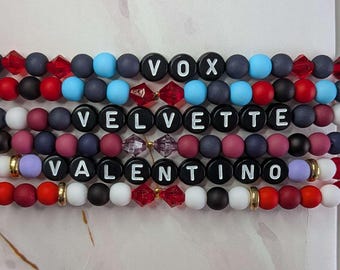Hazbin Hotel inspired bracelets - The Vees (Vox, Valentino, Velvette)
