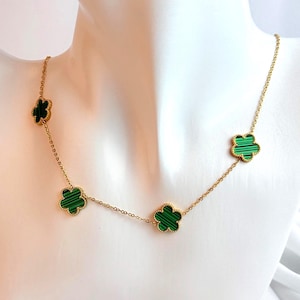 18K Gold Plated Five Leaf Clover Necklace: Lucky Charm Jewelry