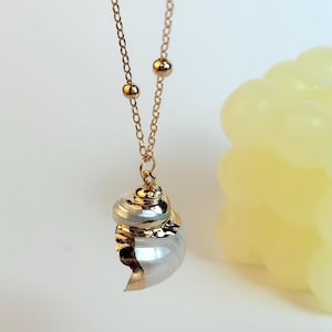 Gold Plated Seashell Pendant Necklace: 18k Boho Beach Jewelry