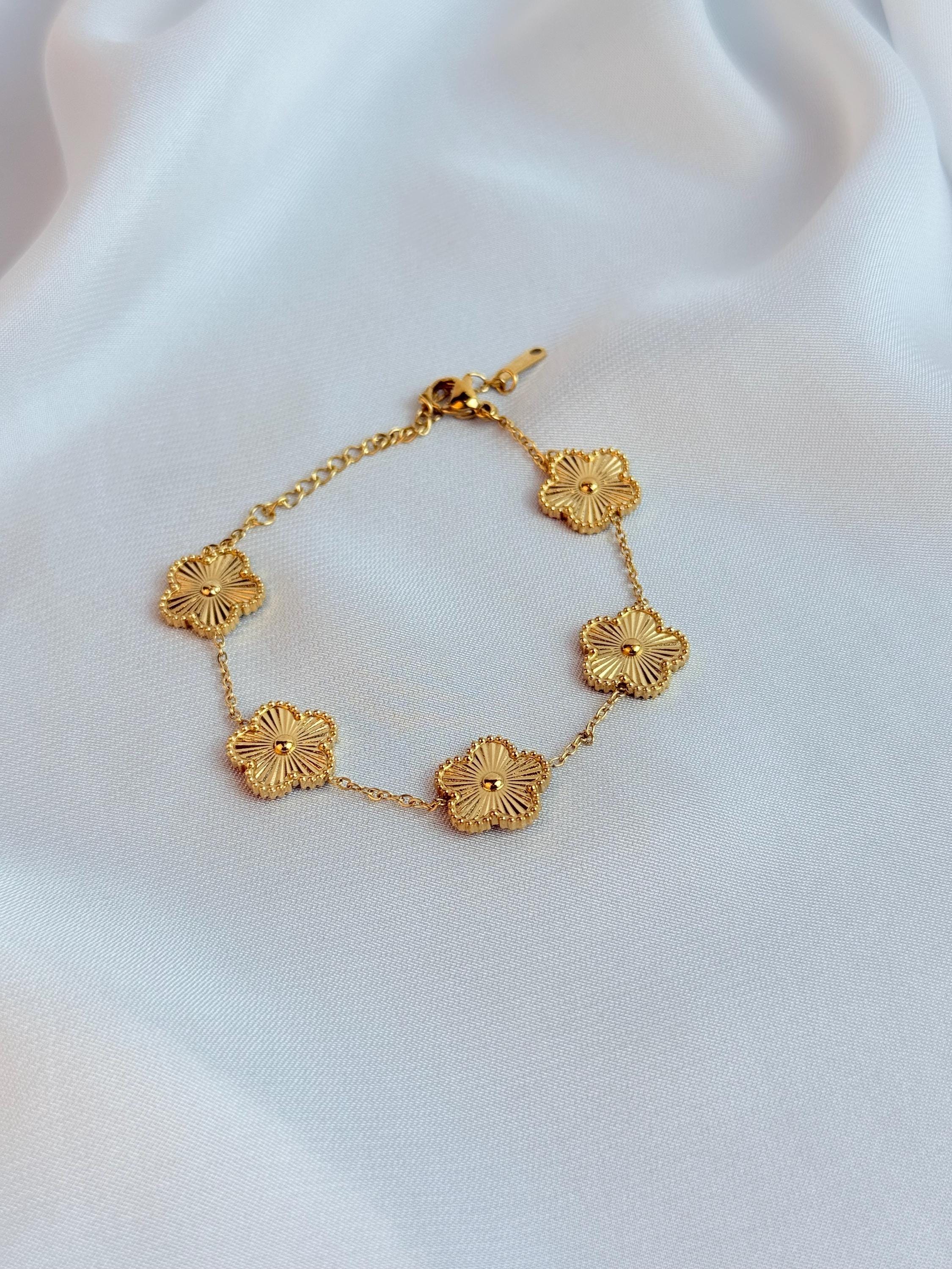 14K ジェラ クローバー 願いブレスレット セール】四つ葉クローバーチェーンブレスレット（ブレスレット