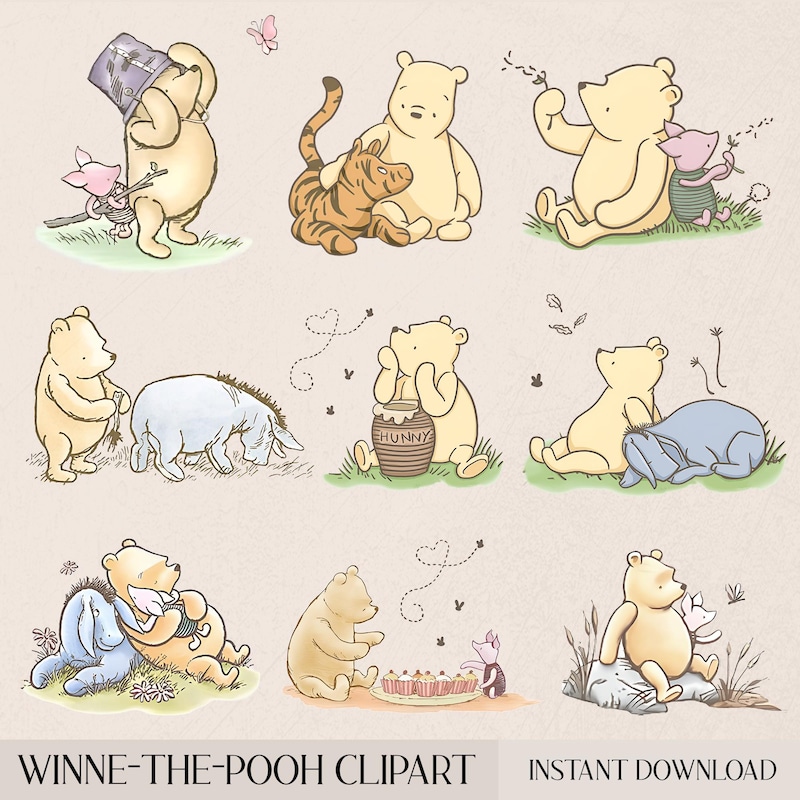 Modern Pooh Graphics Classic Pooh Png Canva - Etsy