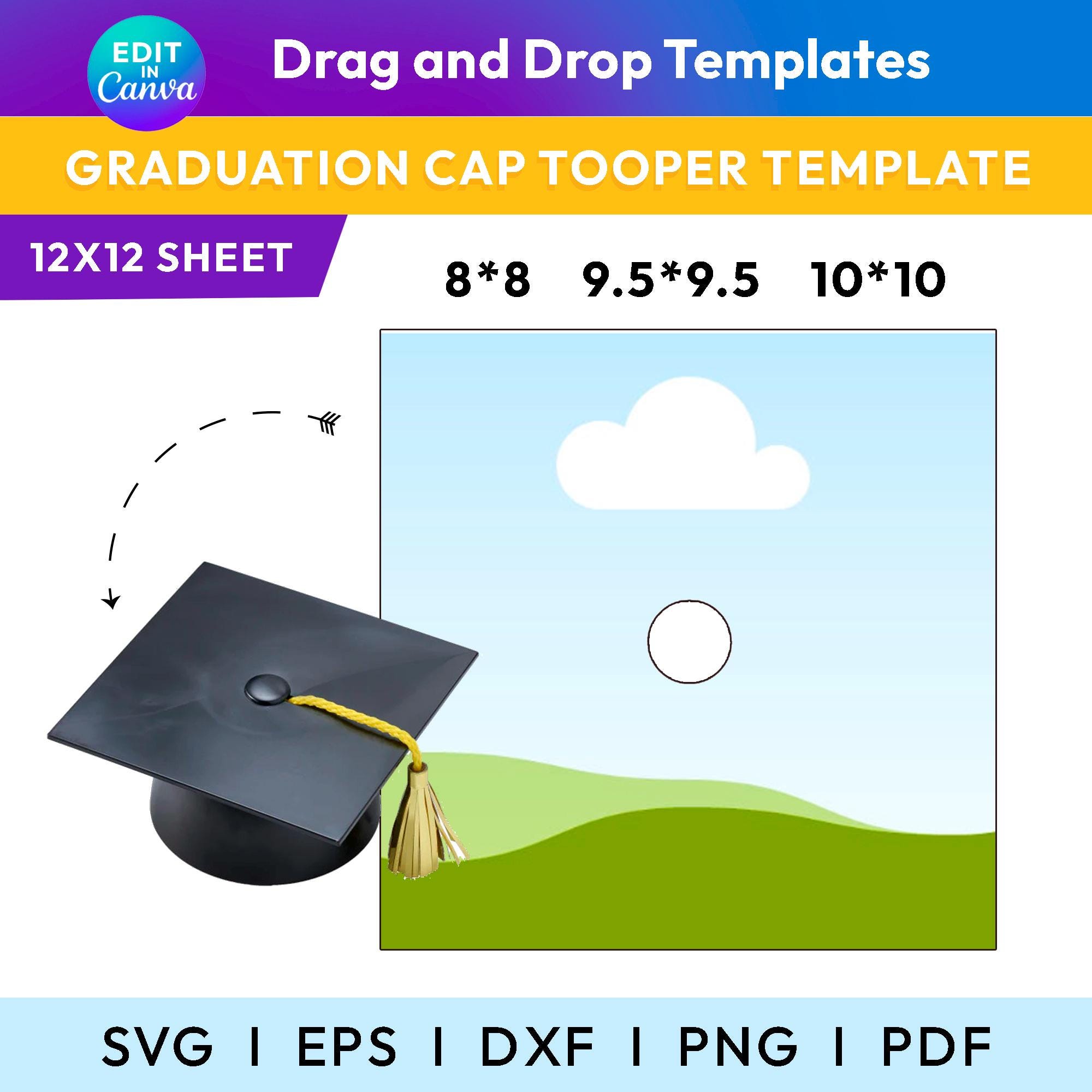Graduation Cap Topper Canva Template, Blank Graduation Cap Topper DIY Cap Topper SVG, Stole Template, Canva drag and drop