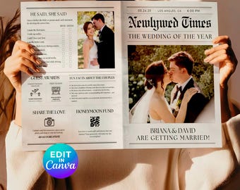 Wedding Newspaper Template with Photo: Newlywed Times (Canva)
