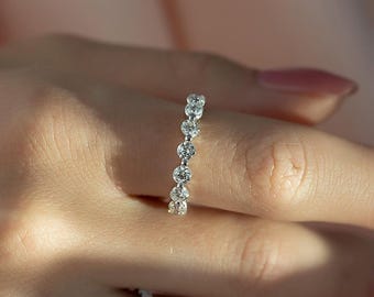 Lab Grown Diamond Eternity Band, Round Cut 14K White Gold Wedding Ring