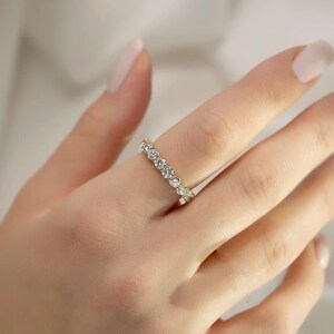 Lab Grown Diamond Eternity Band: 14K Solid Gold Round Cut Anniversary Ring