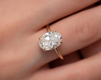 Oval Cut Lab Grown Diamond Engagement Ring, 14k Yellow Gold Solitaire, IGI Bridal Jewelry