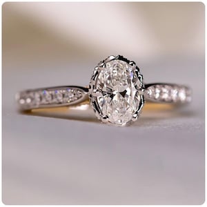 1.80 TCW E/VVS2 Oval Cut Hidden Halo Diamond Ring, Oval Diamond Hidden Halo 14K Two Tone Ring, Halo Bridal Ring, Anniversary Gift