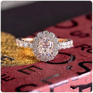 2.00 Carat Cushion Cut Halo Wedding Ring, IGI Certified Halo Cushion Diamond Engagement Ring in 14KT Two Tone Ring, Anniversary Gift