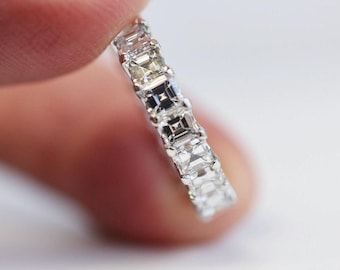 Asscher Cut Diamond Half Eternity Wedding Band for Her, Lab Grown Diamond Eternity Band, Stackable Band for Engagement Ring, Gift for Women