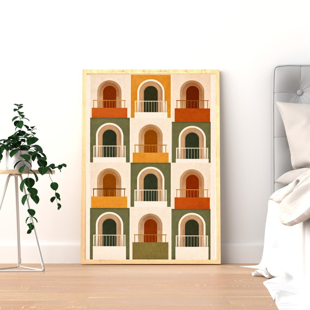 Modern Architecture Wall Art Printable, Mediterranean House Poster ...