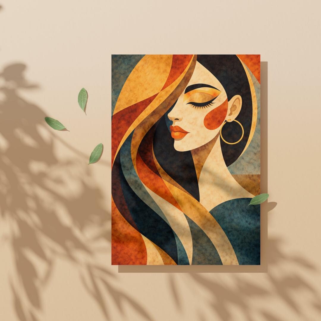 Mid Century Modern Wall Art Printable, Abstract Woman Poster, Boho ...