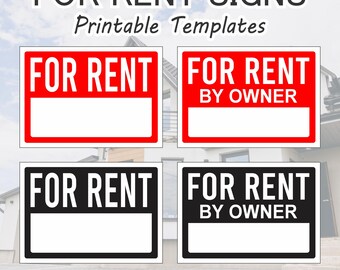 For Rent Sign | Printable Templates A4 Size | Instant Download - Etsy