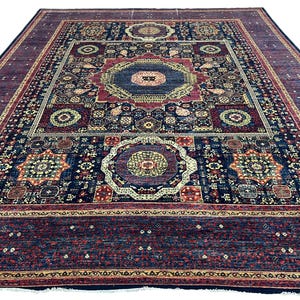 12x15 Mamluk Area Rug, Hand Knotted Rug, Bedroom Rug, Rug for Living Room, Veg Dyes Wool, Turkish Rug, Rugs for Office, Medallion Rug