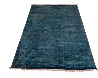 6x8 Blue Oriental Area Rug, Hand Knotted Rug, Bedroom Rug, Tribal Rug, Veg Dye Wool, Oriental Rug, Floral Rug, Living Room Rug, Afghan Rug