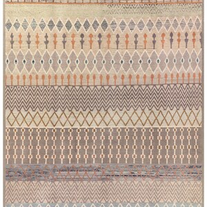 9x12 Ft Brown Moroccan Rug - Afghan Hand Knotted Veg Dye Wool Rug - Area Rug - Contemporary Rug - Wool Rug - Geometric Rug - Colorful Rug