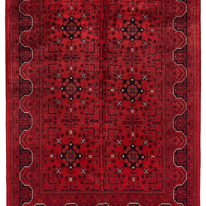 5x7 Red Fine Belgic Area Rug, Hand Knotted Rug, Bedroom Rug, Afghan Tribal Rug, Veg Dyes Wool, Oriental Rug, Kids Room Rug, Living Room Rug