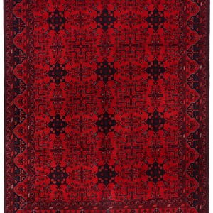 5x7 Red Fine Belgic Area Rug, Hand Knotted Rug, Bedroom Rug, Afghan Tribal Rug, Veg Dyes Wool, Oriental Rug, Kids Room Rug, Living Room Rug