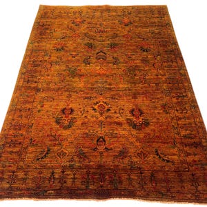 6x8 Orange Khorjin Area Rug, Hand Knotted Rug, Bedroom Rug, Tribal Rug, Veg Dye Wool, Oriental Rug, Tree Rug, Living Room Rug, Afghan Rug