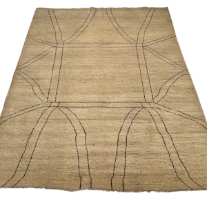 6x8 Beige Gabbeh Area Rug, Hand Knotted Rug, Bedroom Rug, Tribal Rug, Veg Dyes Wool, Oriental Rug, Afghan Geometric Rug, Living Room Rug