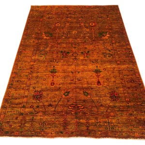 6x8 Orange Khorjin Area Rug, Hand Knotted Rug, Bedroom Rug, Tribal Rug, Veg Dye Wool, Oriental Rug, Tree Rug, Living Room Rug, Afghan Rug