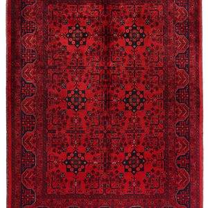 5x7 Red Fine Belgic Area Rug, Hand Knotted Rug, Bedroom Rug, Afghan Tribal Rug, Veg Dyes Wool, Oriental Rug, Kids Room Rug, Living Room Rug