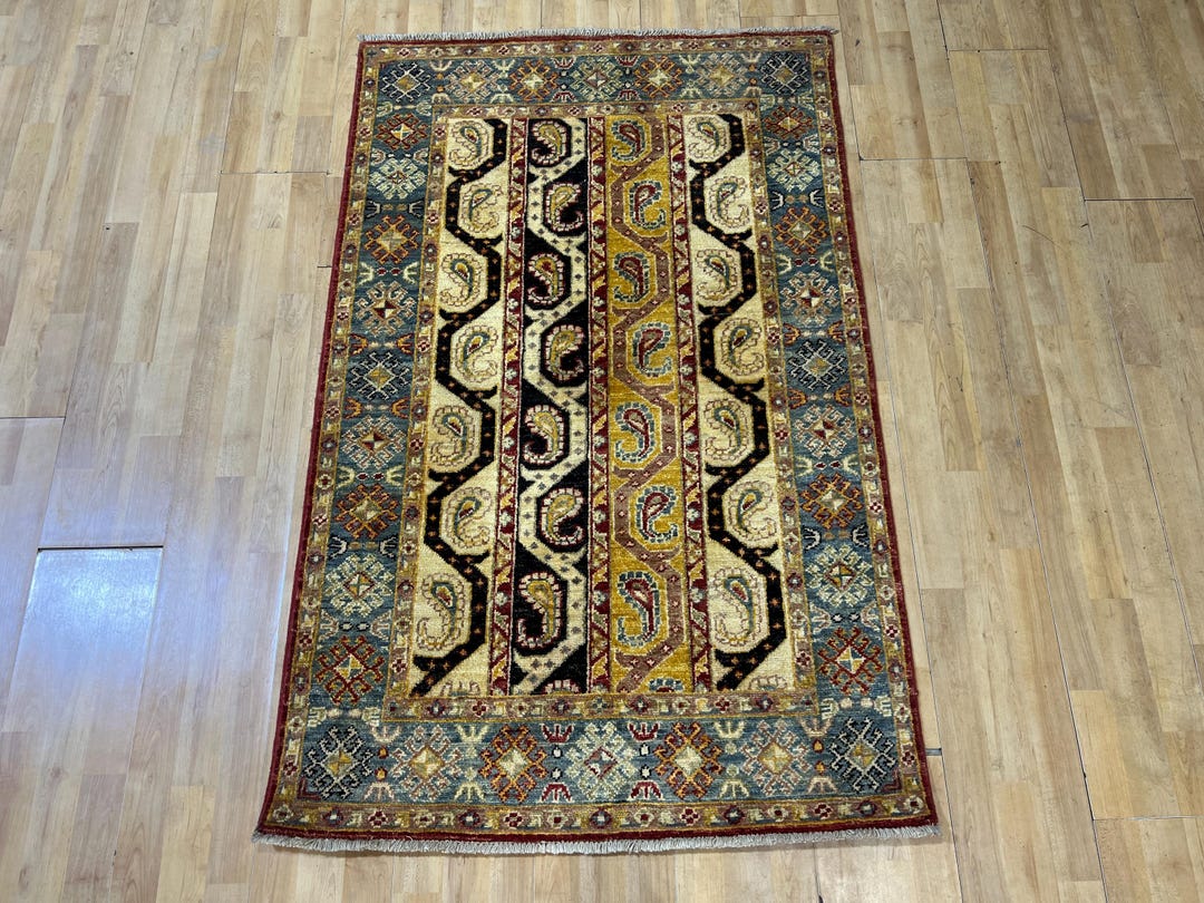 3x5 Beige Turkish Shawl Area Rug, Hand Knotted Rug, Bedroom Rug, Small ...