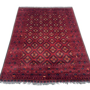 5x7 Red Vintage Tribal Area Rug, Hand Knotted Rug, Bedroom Rug, Tribal Rug, Veg Dyes Wool, Oriental Rug, Afghan Rug, Living Room Rug