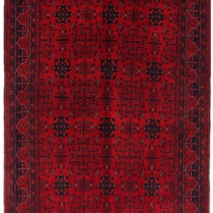 5x7 Red Fine Belgic Area Rug, Hand Knotted Rug, Bedroom Rug, Afghan Tribal Rug, Veg Dyes Wool, Oriental Rug, Kids Room Rug, Living Room Rug
