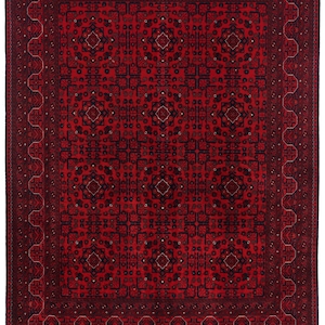 5x7 Red Fine Belgic Area Rug, Hand Knotted Rug, Bedroom Rug, Afghan Tribal Rug, Veg Dyes Wool, Oriental Rug, Kids Room Rug, Living Room Rug