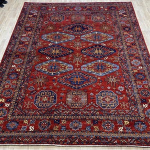 Alfombra oriental de 23 x 30 cm, color rojo óxido, anudada a mano, para dormitorio, sala de estar, de lana con tintes vegetales, con diseño floral, para oficina y oriental.