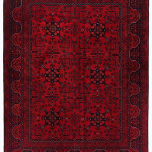 5x7 Red Fine Belgic Area Rug, Hand Knotted Rug, Bedroom Rug, Afghan Tribal Rug, Veg Dyes Wool, Oriental Rug, Kids Room Rug, Living Room Rug
