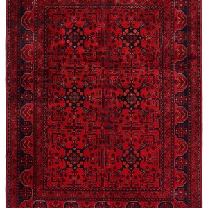 5x7 Red Fine Belgic Area Rug, Hand Knotted Rug, Bedroom Rug, Afghan Tribal Rug, Veg Dyes Wool, Oriental Rug, Kids Room Rug, Living Room Rug