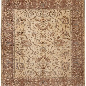 8x9 Oriental Floral Beige Area Rug, Hand Knotted Rug, Rug for Living Room, Bedroom Rug, Veg Dye Wool, Oriental Rug, Tribal Rug, Afghan Rug