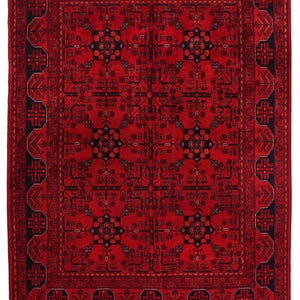 5x7 Red Fine Belgic Area Rug, Hand Knotted Rug, Bedroom Rug, Afghan Tribal Rug, Veg Dyes Wool, Oriental Rug, Kids Room Rug, Living Room Rug