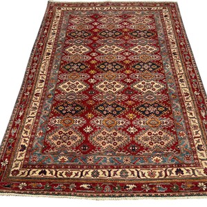 6x8 Fine Red Kazak Area Rug, Hand Knotted Rug, Bedroom Rug, Tribal Rug, Veg Dye Wool, Oriental Rug, Floral Rug, Living Room Rug, Kazak Rug