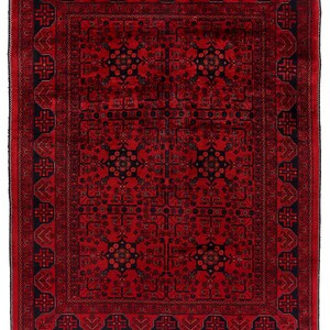 5x7 Red Fine Belgic Area Rug, Hand Knotted Rug, Bedroom Rug, Afghan Tribal Rug, Veg Dyes Wool, Oriental Rug, Kids Room Rug, Living Room Rug