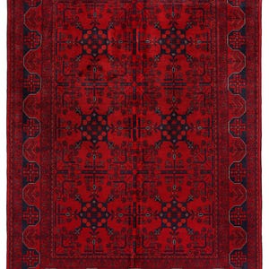 5x7 Red Fine Belgic Area Rug, Hand Knotted Rug, Bedroom Rug, Afghan Tribal Rug, Veg Dyes Wool, Oriental Rug, Kids Room Rug, Living Room Rug