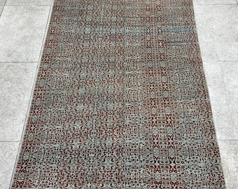 6x9 Ft Blue Red Fine Oriental Rug - Afghan Hand Knotted Veg Dye Wool - Turkish Design