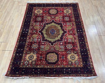 150x200 Roter Mamluk Teppich, Handgeknüpfter Teppich, Wohnzimmerteppich, Roter Teppich, Orientteppich, Orientteppich, Wohnzimmerteppich