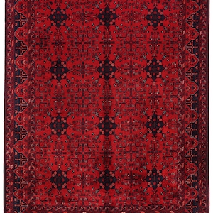 5x7 Red Fine Belgic Area Rug, Hand Knotted Rug, Bedroom Rug, Afghan Tribal Rug, Veg Dyes Wool, Oriental Rug, Kids Room Rug, Living Room Rug