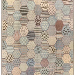 9x12 Ft Brown Moroccan Rug - Afghan Hand Knotted Veg Dye Wool Rug - Area Rug - Contemporary Rug - Wool Rug - Geometric Rug - Colorful Rug