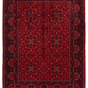 5x7 Red Fine Belgic Area Rug, Hand Knotted Rug, Bedroom Rug, Afghan Tribal Rug, Veg Dyes Wool, Oriental Rug, Kids Room Rug, Living Room Rug