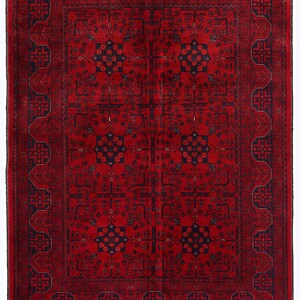 5x7 Red Fine Belgic Area Rug, Hand Knotted Rug, Bedroom Rug, Afghan Tribal Rug, Veg Dyes Wool, Oriental Rug, Kids Room Rug, Living Room Rug