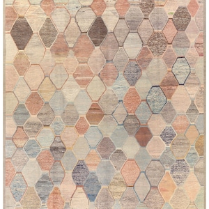 9x12 Ft Brown Moroccan Rug - Afghan Hand Knotted Veg Dye Wool Rug - Area Rug - Contemporary Rug - Wool Rug - Geometric Rug - Colorful Rug