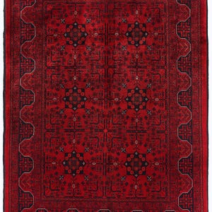 5x7 Red Fine Belgic Area Rug, Hand Knotted Rug, Bedroom Rug, Afghan Tribal Rug, Veg Dyes Wool, Oriental Rug, Kids Room Rug, Living Room Rug